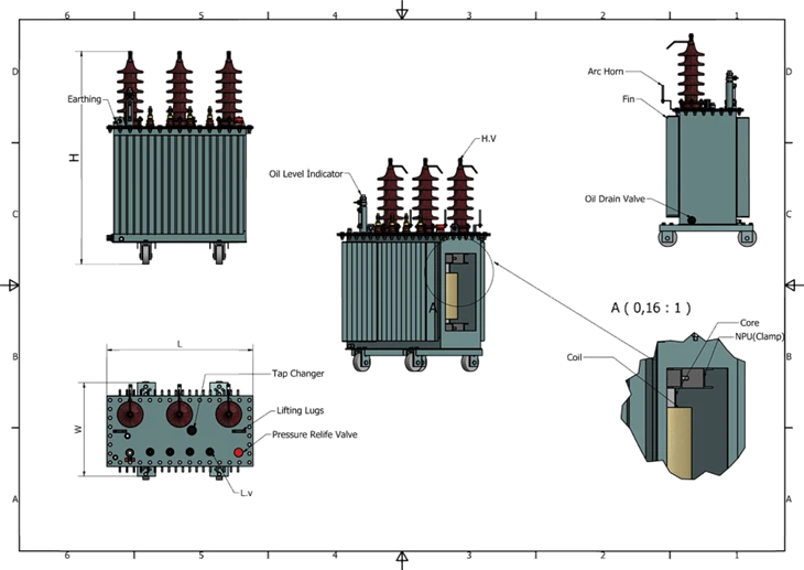 100 Kva 3 Phase H61 Oil Transformer
